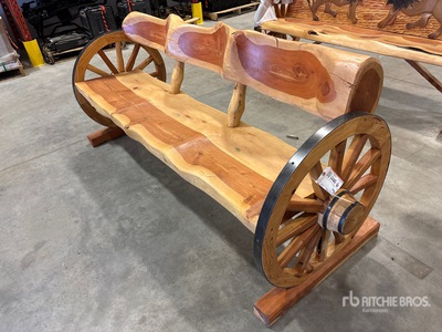 Wooden Wheel Design 3 Person Bench