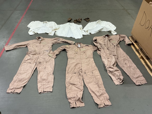 (4) Pairs of Flyer&rsquo;s Coveralls, (9) Food Service Uniform Smocks & Assorted Items