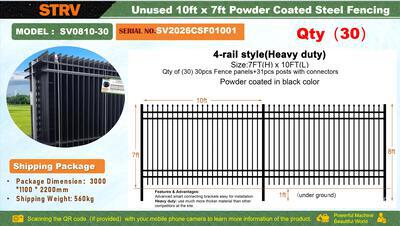 Quantity of (30) 2026 STARVOX SV0810-30 10 ft x 7 ft Powder Coated Fencing (Unused)