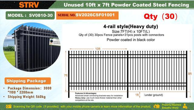 Quantity of (30) 2026 STARVOX SV0810-30 10 ft x 7 ft Powder Coated Fencing