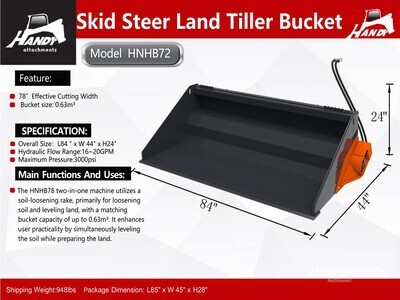 2026 Handy HNHB72 72 in Power Rake Skid Steer Bucket (Unused)