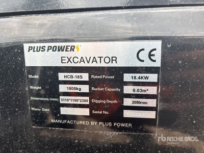 2025 Plus Power HCP-18S Mini Excavator (Unused)