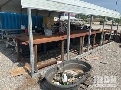 Quantity of (3) 8 ft Custom Steel Workbenches