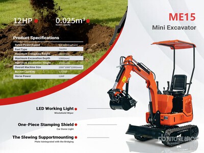 2026 ME15 Mini pelle hydraulique (Unused)