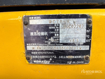 2011 Komatsu PC70-8 Tracked Excavator
