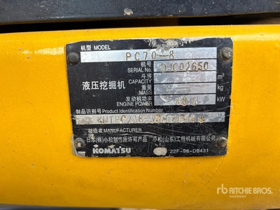 2011 Komatsu PC70-8 Tracked Excavator