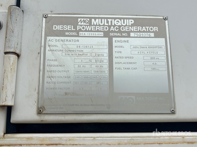 2013 Multiquip DCA-125SSJU4I 100 kW Mobile مولد
