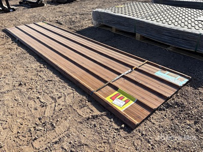 Quantity of (70) 12 Ft x 3 Ft Wood Grain Metal Roof Wall Panels