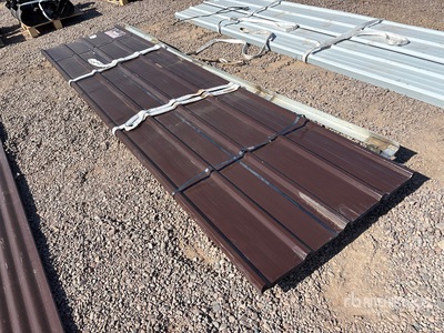 Quantity of (30) 12 Ft x 3 Ft Brown Metal Roof Panels