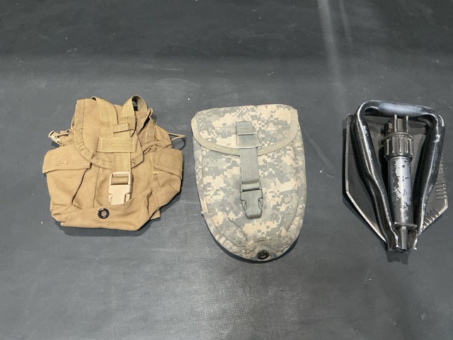 (46) Entrenching Tools, (141) Tool Carriers, (68) Pouches & Assorted Items