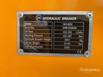 2026 JW JW1400t Martillo Hidraulico (Sin Usar) / Hydraulic Breaker - Fits 20 - 30 ton Excavators (Unused)
