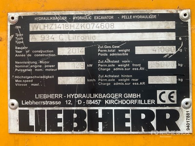 2014 Liebherr A934C Litronic رافعة المواد
