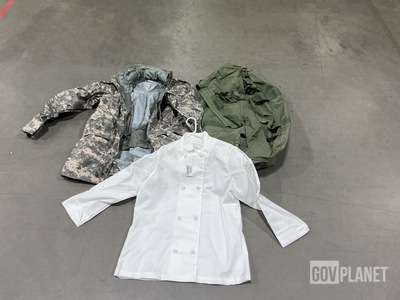 (12) Cold Weather Parkas, (34) Duffel Bags & Assorted Items