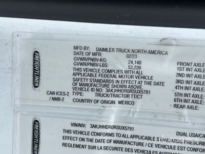 2024 Freightliner Cascadia 126 6x4 T/A Sleeper Truck Tractor