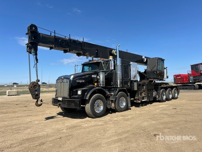 Manitex 4596T 45 ton Straight Boom on 2007 Kenworth T-800 Wide Hood 10x6 Twin-Steer Sleeper Boom Truck