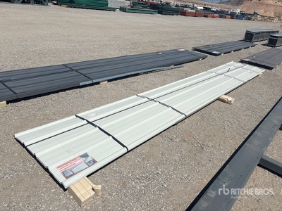 Quantity of (20) 20 ft x 3 ft White Metal Roof Panel (Unused)
