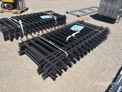 Quantity of (10) 7.7 Ft x 3.8 Ft Black Galvanized Steel Fencing (Unused)