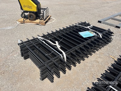 Quantity of (10) 7.7 ft x 3.8 ft Black Galvanized Steel Fencing (Unused)
