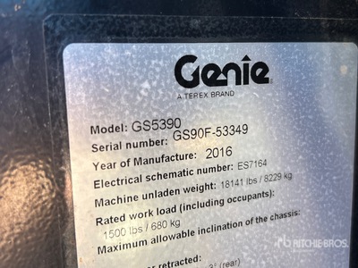 2016 Genie GS-5390 4x4 Dual Fuel Piattaforma aerea verticale