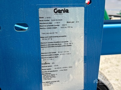 2016 Genie Z-45/25J Articulating Boom Lift