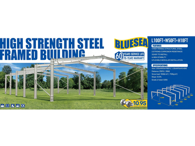 2026 BLUESEA 50 ft x 100 ft x 18 ft Steel Frame Only مبنى التخزين  (Unused)
