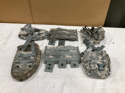 (120) Entrenching Tool Carriers, (128) Canteen Pouches & Assorted Items