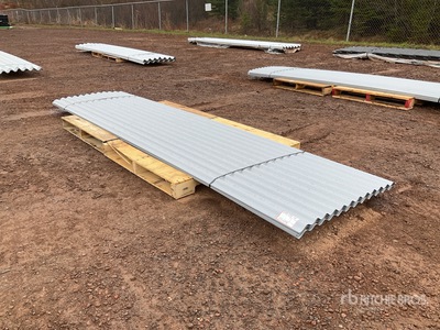 Quantity of (50) Metal Roofing, Grey, 12ft x 36inch (Unused)