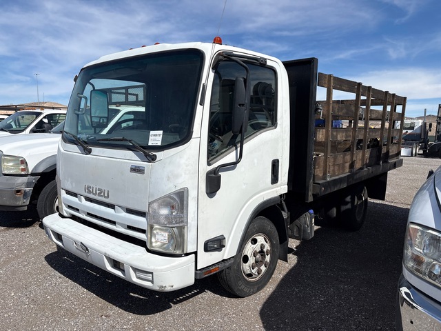 2014 Isuzu NPR 4x2 Flatbed Truck (Inoperable)