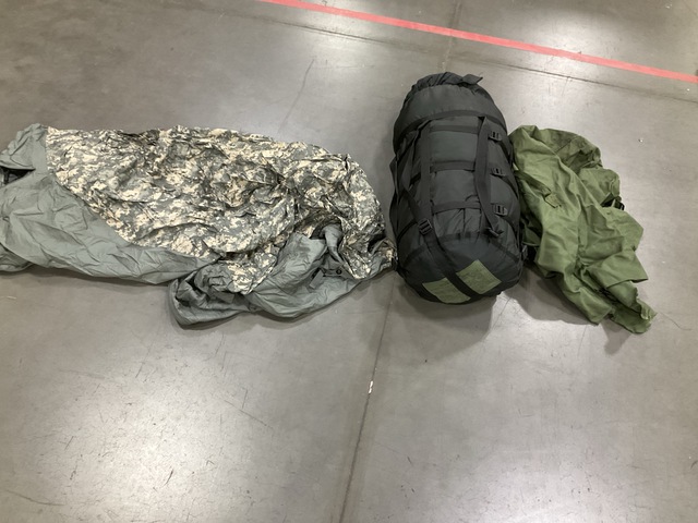 (5) ICS Improved Combat Shelters, (20) Duffel Bags & Assorted Items
