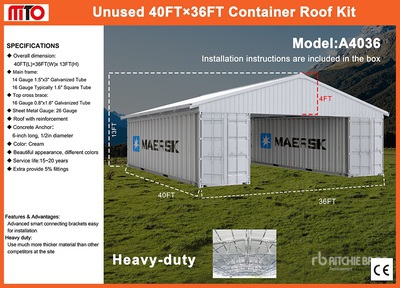 2026 MTO A4036 36 ft x 40 ft Storage Canopy (Unused)