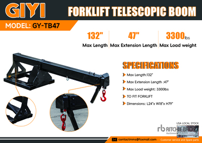 2026 GIYI GY-TB47 132 in 3300 lb Forklift Extendable Boom (Unused)