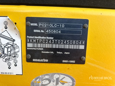 2013 Komatsu PC210LC-10 Excavatrice sur chenilles