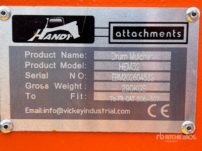 2026 Handy HEM32 36 in Excavator Mulcher - Fits 4 - 8 ton (Unused)