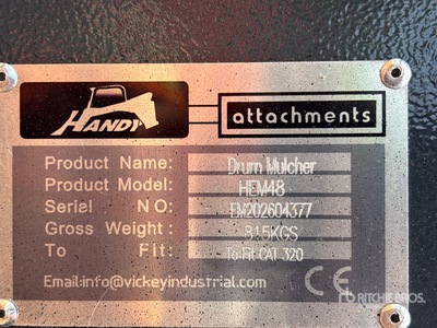 2026 Handy HEM48 48 in Excavator Mulcher - Fits Cat 320 (Unused)