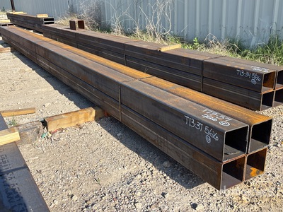 Quantity of (4) 6 in x 6 in x 23 ft 3/16 mix 1/4 Square Tubing (Unused)