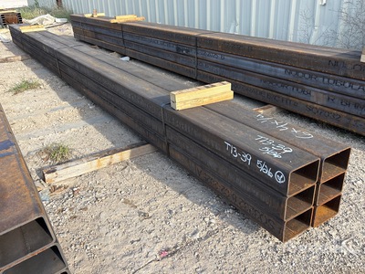 Quantity of (6) 6 in x 4 in x 1/4 x 20 ft Rectangle Tubing (Unused)