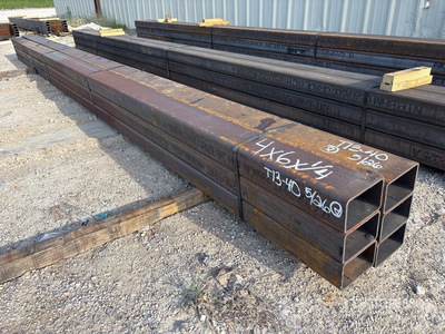Quantity of (6) 6 in x 4 in x 1/4 x 19 ft Rectangle Tubing (Unused)