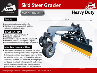 2024 Handy HGB86 96 in Skid Steer Grader (Unused)