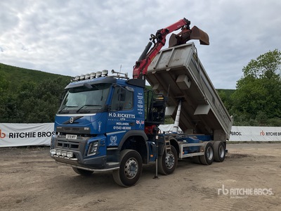 Palfinger Knuckle Boom on 2018 Volvo FMX 8x4 Twin-Steer Tipper Grab Truck Camión Dumper con Grúa