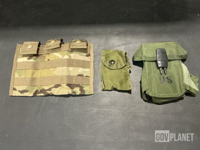 (2) M4 Three Mag Pouches, (25) Smalls Arms Ammo Cases & Assorted Items