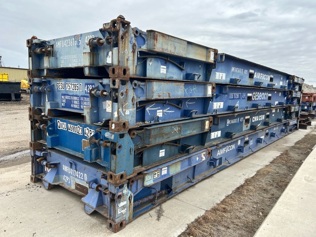 Quantity of (4) 40 ft Collapsible Flat Rack Storage Container