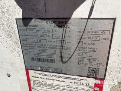 2019 Great Dane 3314-01053 53 ft T/A Van Trailer