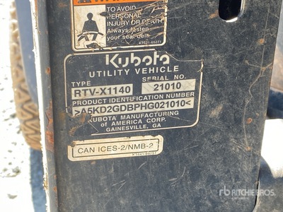 2017 Kubota RTVX1140WH 4x4 Utility Vehicle