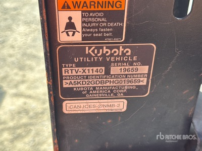 2017 Kubota RTV-X1140 4x4 Utility Vehicle