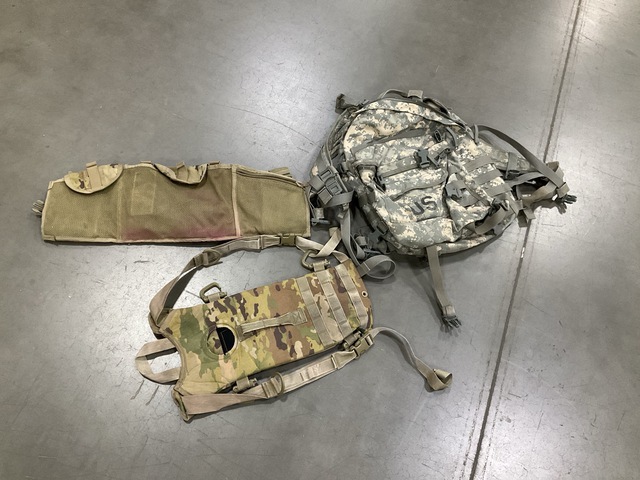 (19) Assault Packs, (58) Hydration System Carriers & Assorted Items