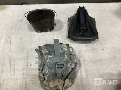 (17) Entrenching Hand Tools, (98) Canteen Pouches & Assorted Items