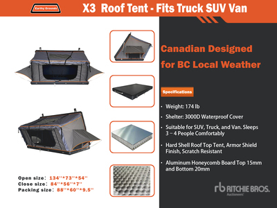 2026 EarthyGrounds X3 Hard Shell Rooftop Tent (Unused)