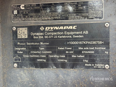 2023 Dynapac CA2500D Smooth Drum Compactor