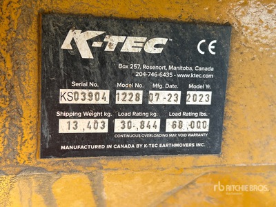 2023 K-TEC 1228 4 Tire Hydraulic Pull Scraper