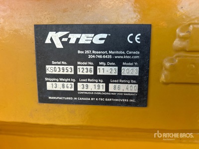 2024 K-TEC 1236 4 Tire Hydraulic Zgarniacz ciągniony